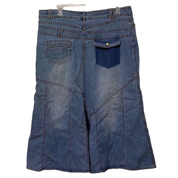 Jamie Nicole Patchwork Denim Flare Maxi Skirt Size 18 Y2K - Picture 4 of 6